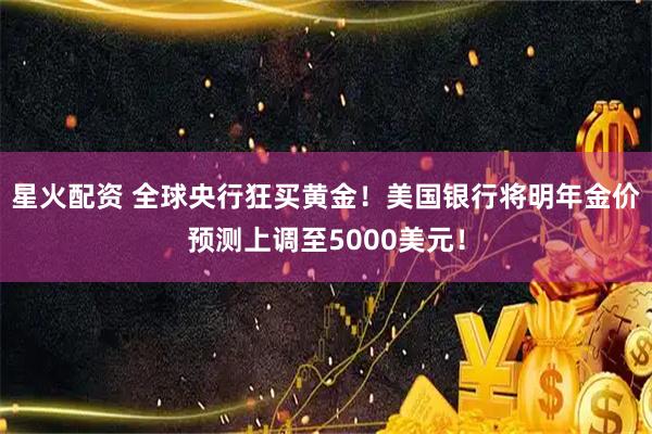 星火配资 全球央行狂买黄金!美国银行将明年金价预测上调至5000美元!