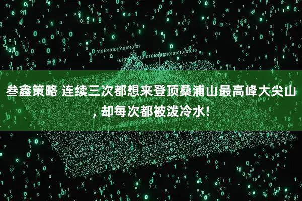 叁鑫策略 连续三次都想来登顶桑浦山最高峰大尖山, 却每次都被泼冷水!