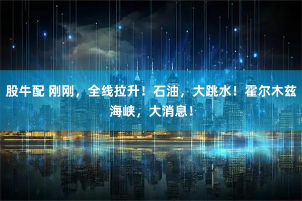 股牛配 刚刚，全线拉升！石油，大跳水！霍尔木兹海峡，大消息！